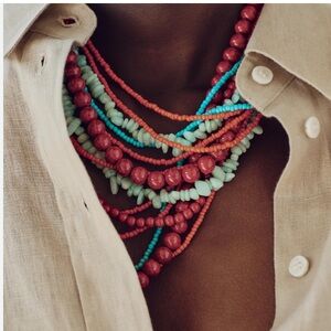 Zara NWT beaded stone necklace 1856/233